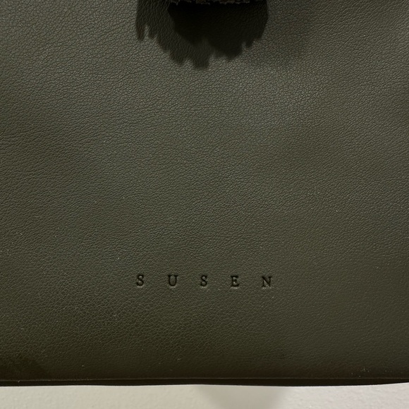 Susen Dubai Olive Green Tote Bag backpack with Black Accents Tassel - Picture 2 of 5